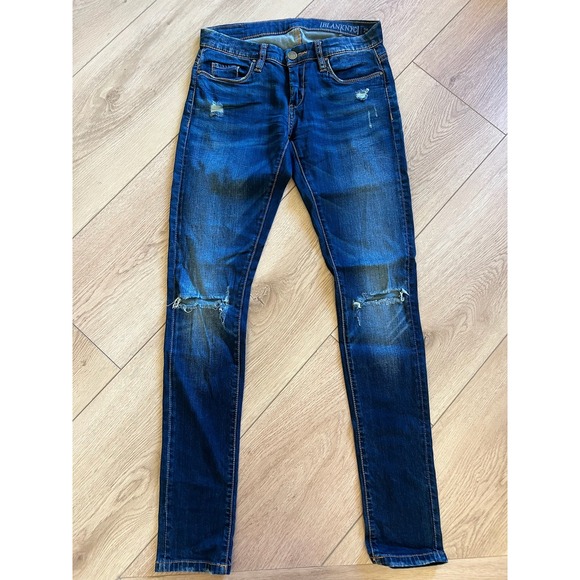 BLANKNYC Denim - BLANKNYC‎ Distressed Blue Skinny Jeans Women Size 25 Ripped Knee Frayed Hem